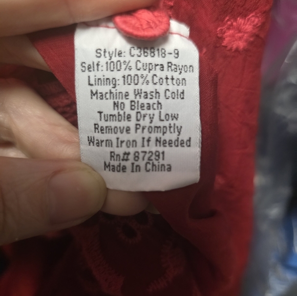 Johnny Was Red Embroidered Midi Dress. 39" long, chest is 22". - Picture 7 of 13